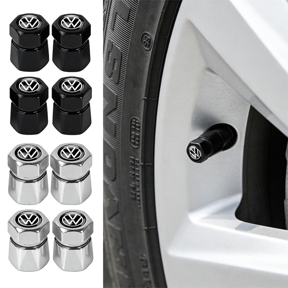 For Volkswagen MK1 4PCS Car Badge Wheel Tires Valve Caps Tyre Valve Stem Covers For Volkswagen VW R Polo Passat Rline Golf 6 Tiguan Jetta GTI ID.3