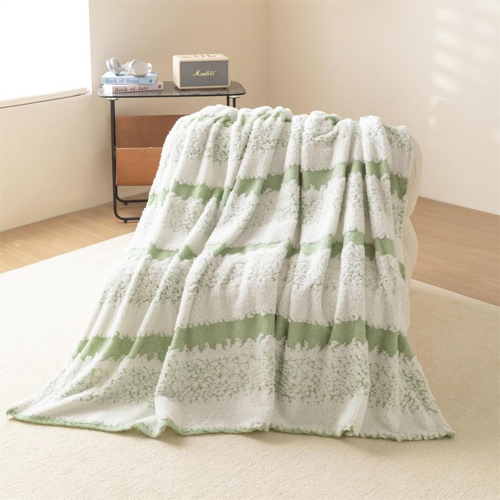2025 Two-Tone Cationic Jacquard Blanket: Fresh, Stylish Stripes