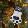Pet Stockings Christmas Paw Print Christmas Stuffers Sock Holiday Treats Holder For Kids Girls Boys Toddler Mantle Classroom