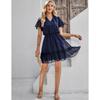 Fresh Sweet V-neck Solid Color Ruffle Dress Women's 2023 Summer Leisure Women New High Fashion Elegant Commuting Beach Dresses