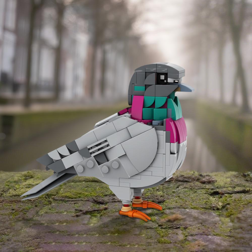 MOC Divoký holub Stavebnice Model Divoký holub Ptáci Cihličky Sestavení Vzdělávací Hračky Děti DIY Narozeninové Dárky