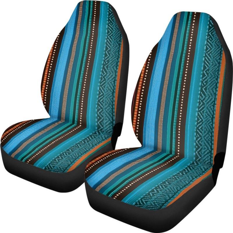 Car Universal Seat Cover Elastic Polyester Cloth Tribe Geometric Pattern Car Seat Cover