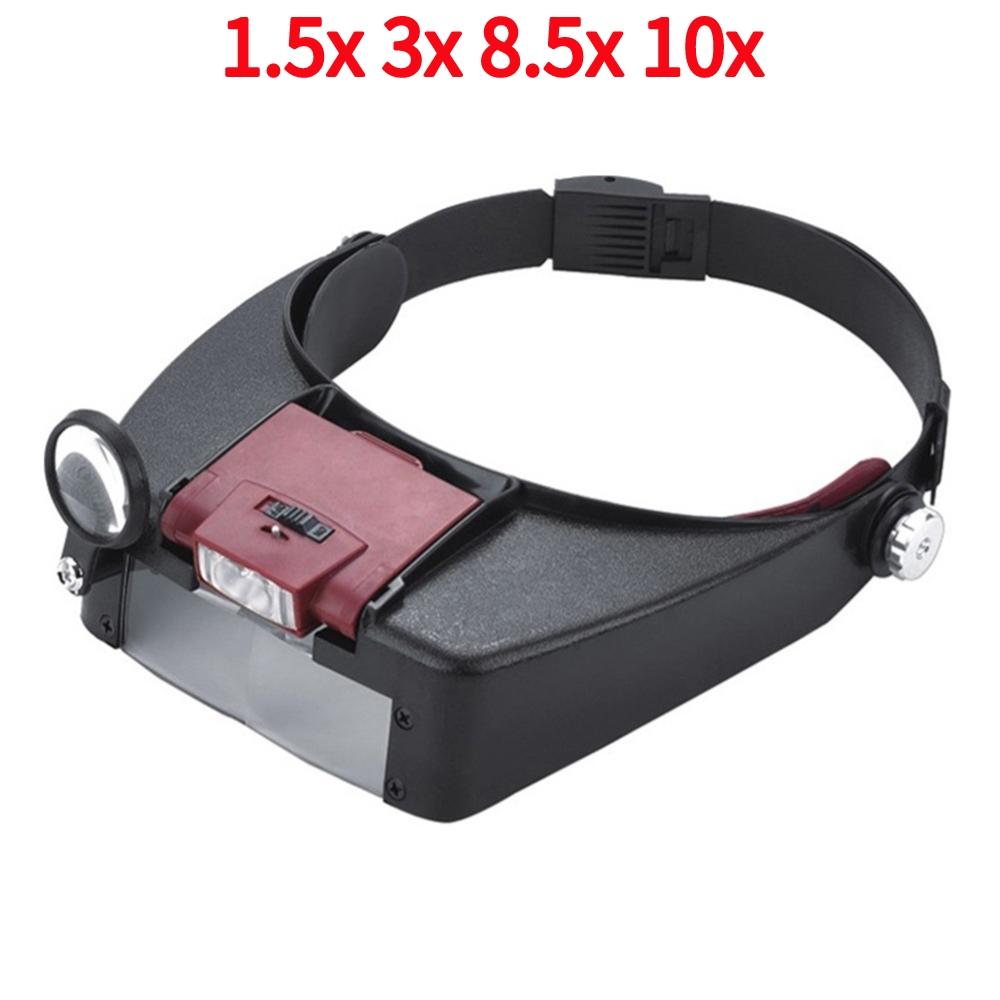 Head Mount Magnifier Glasses 1.5X 1.5X 6X 8X Loupe Helmet Magnifying Glass Multifunctional Wearable Magnifier for Reading Repair
