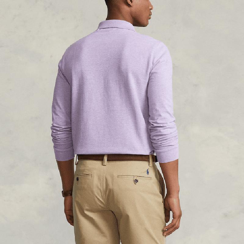 Polo Ralph Lauren SS22 Solid Cotton Slim Fit Long Sleeve Polo Shirt Men tops Purple MNPOKNI16821799-500