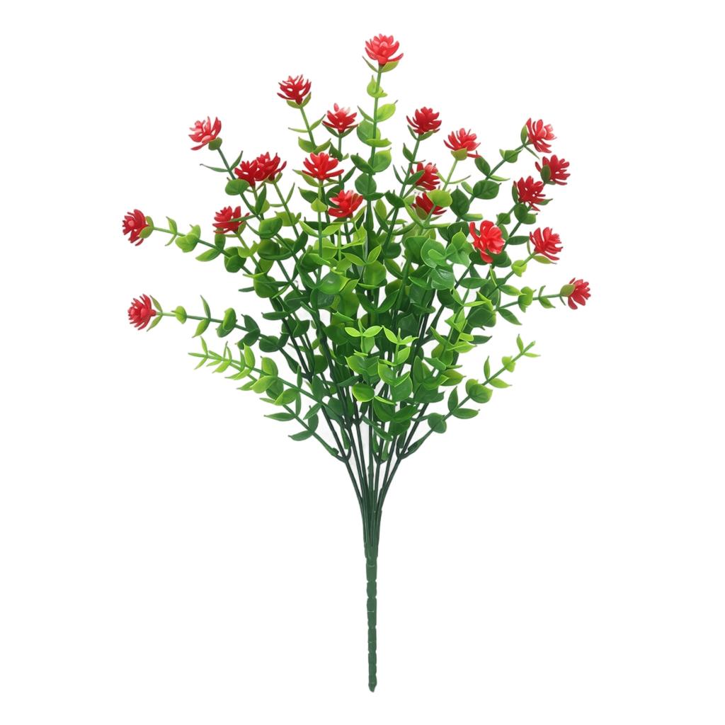 Artificial Eucalyptus Tea Rose Branches Seven Stems Faux Plant Arrangement for Home Office Tabletop Decoration Display