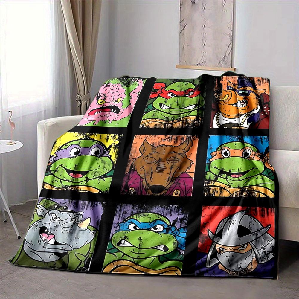 1pc Turtles Characters Cozy Print Blanket Lightweight Warm Flannel Throw Blanket For Sofa, Bed, Living Room