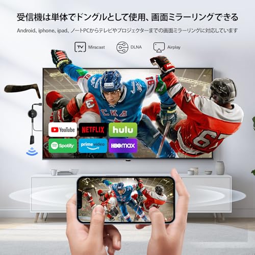 AIMIBO Wireless USB-C Transmitter and HDMI Receiver Set, 2.4/5G 30M Wireless Transmission, Compatible with Type-C Smart Devices (Surface, iPad, iPhone