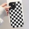 Matte Milky White Checkerboard Patter Phone Case For Samsung Galaxy S25 Ultra S26 S24 S23 FE S22 Plus S21 S20 A54 A55 Soft Cover