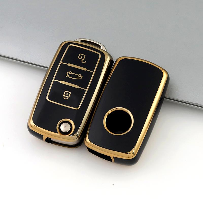 TPU Shell Fob Car Key Case Cover For Volkswagen VW Tiguan Beetle Caddy T5 Up Eos Skoda Octavia Seat Leon Altea Polo Golf Passat