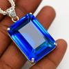 Natural Blue Topaz Pendant 129 ct Brazilian Emerald Cut 925 Sterling Silver Gemstone Jewelry Gift