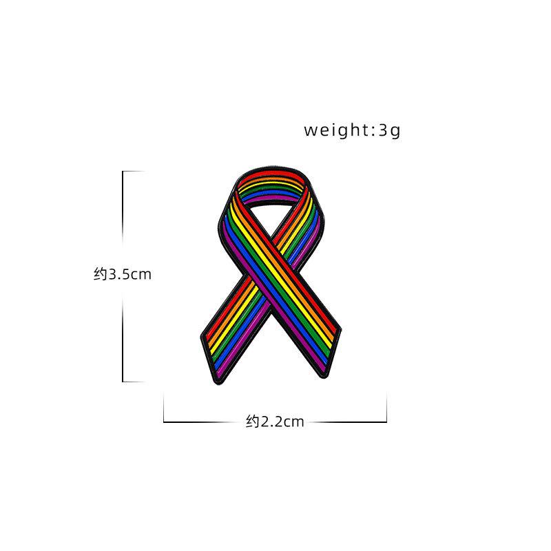 Rainbow Ribbon Breast Cancer Awareness Enamel Brooch Alloy Publicity Badge Anti Exposure Decorative Pin for Backpack Clothing Accessory
