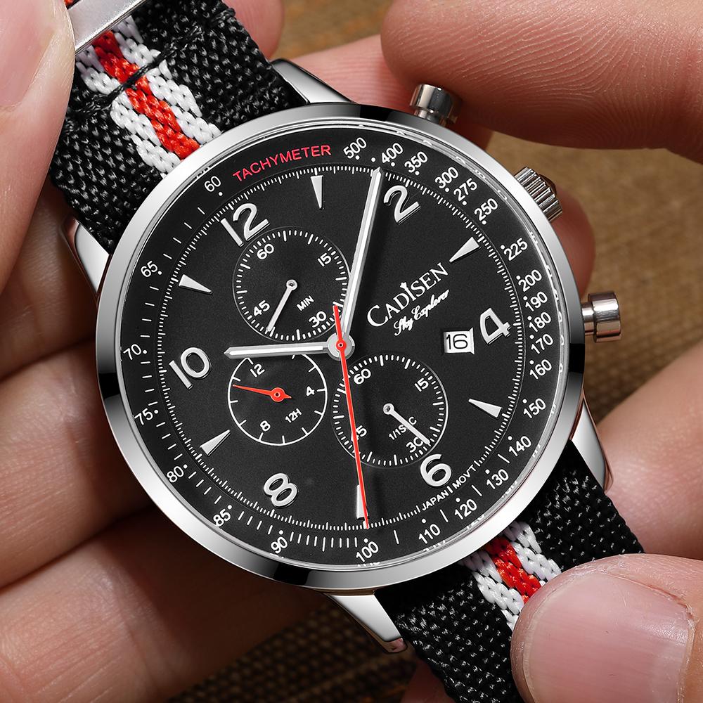 CADISEN 7067 Multifunctional Three-eye Six-pin Men's Quartz Watch OS10 Quartz Movement Fashion Casual Quartz Watch