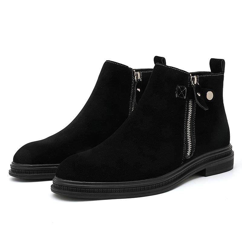 Zipper Chelsea Boots British Style Suede Autumn and Winter New Matte Flow Short Boots Martin Boots