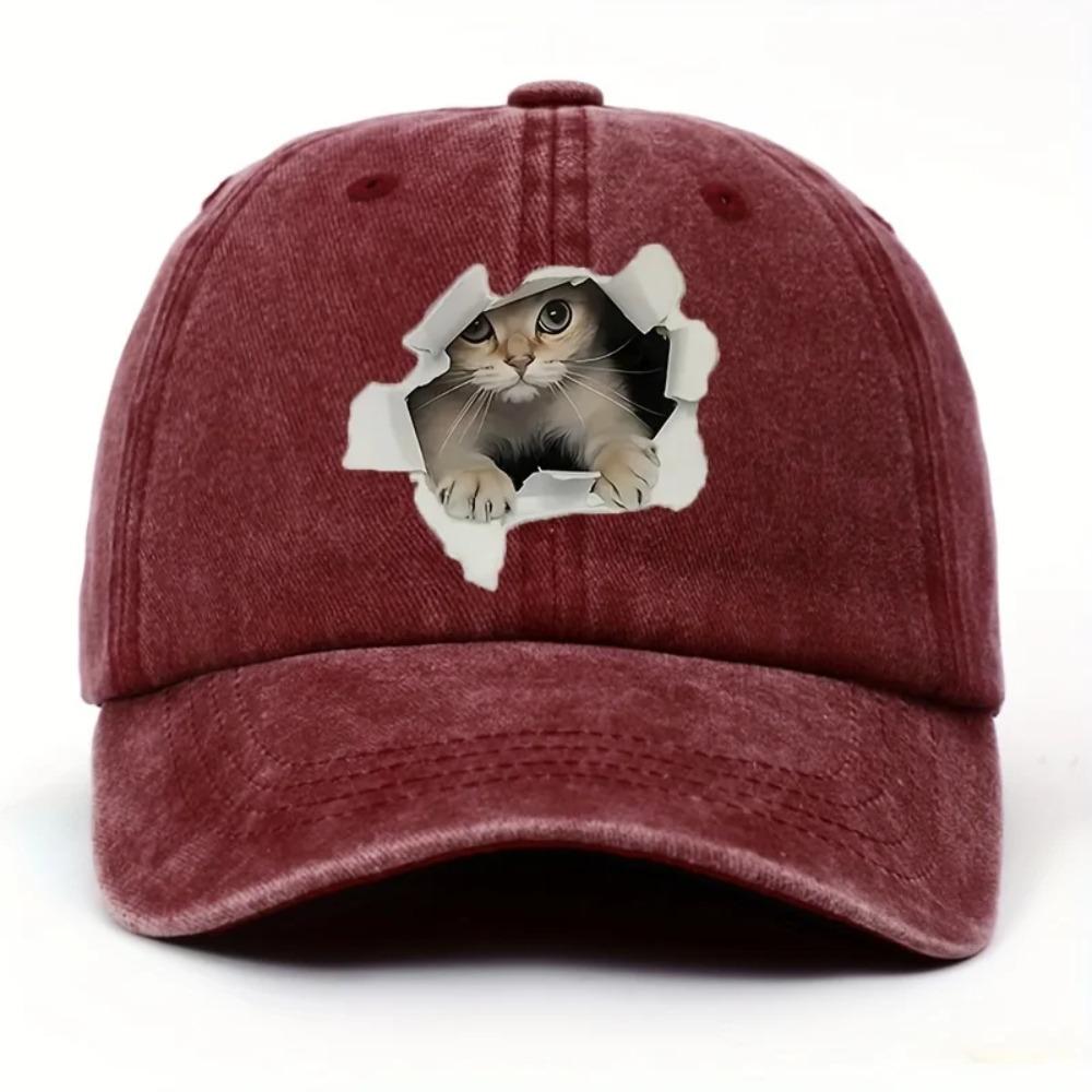 Funny Style Cat Patterned Baseball Cap with Adjustable Outdoor Casual Hat Suitable for Men Women Pet Enthusiasts Fashion Sun Hat