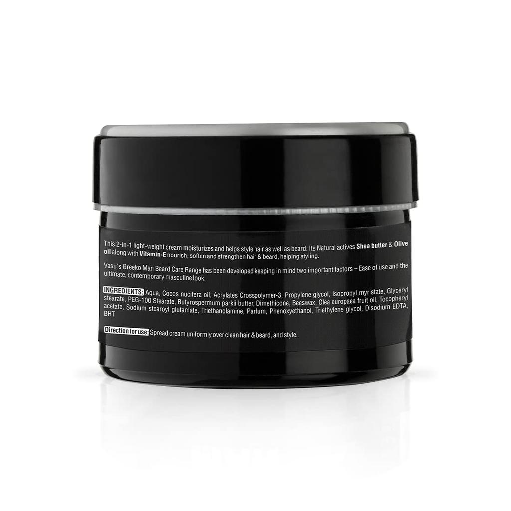 Vasu Greeko Man Beard Styling Cream For Men Softening Moisturizing Nourishing Beard Care With Shea Butter 50 Ml