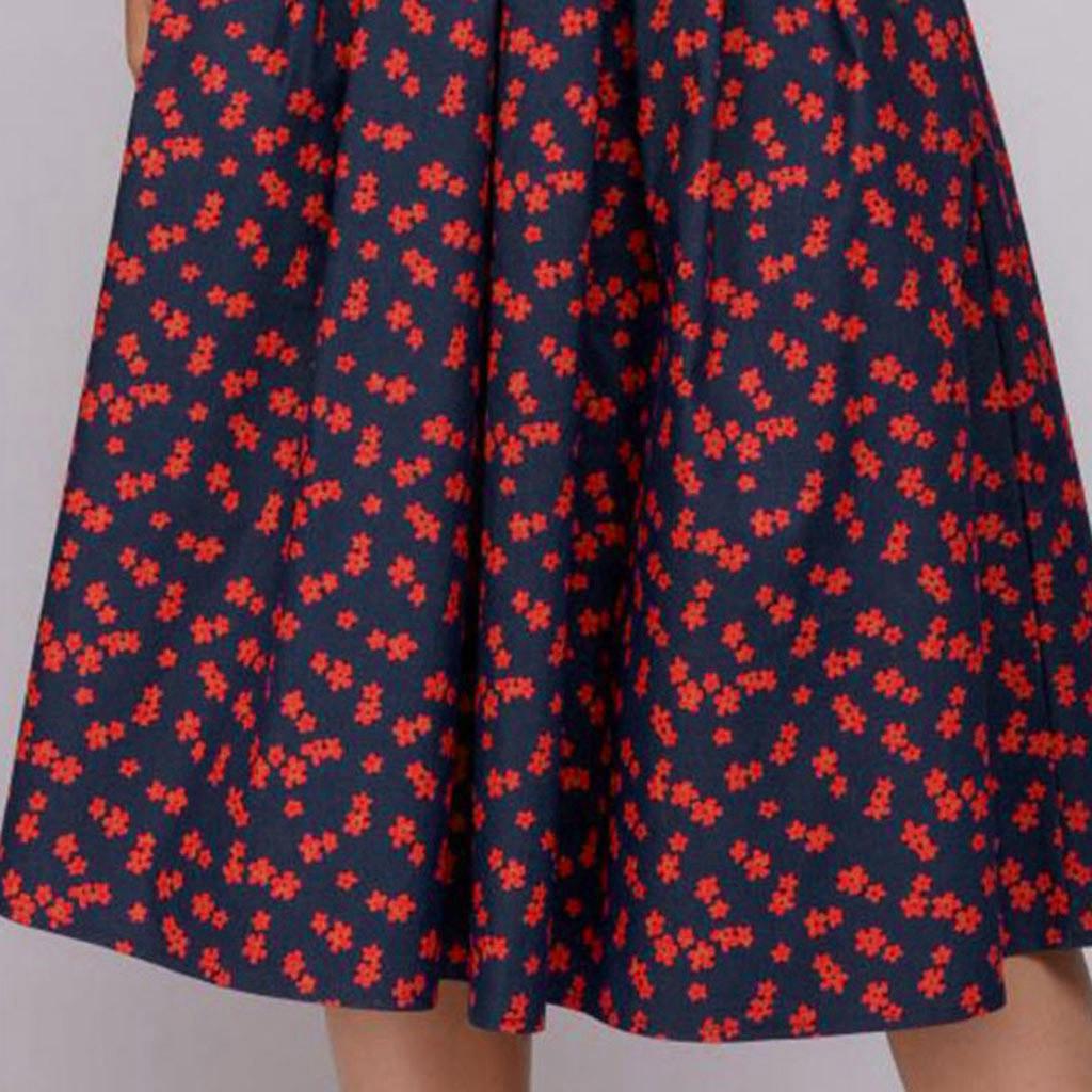 Damen Blumen Vintage Kleid Elegantes Midi Abendkleid 3/4 Ärmel