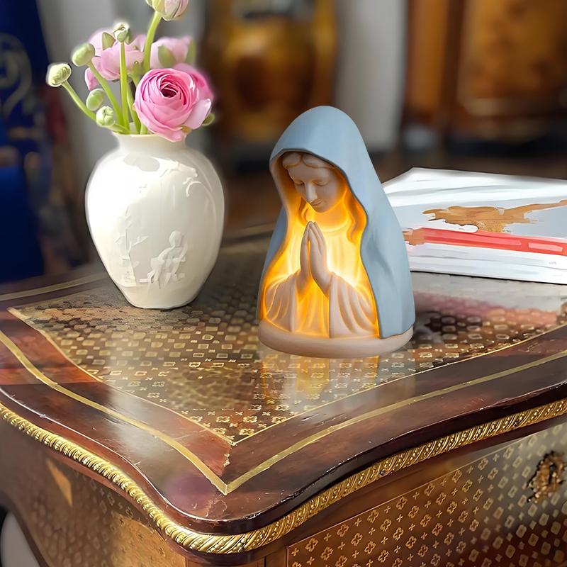 Virgin Mary Prayer Night Light, Elegant Religious Statue Lamp, Led Devotional Table Lamp, Soft Eye Protection Night Lights