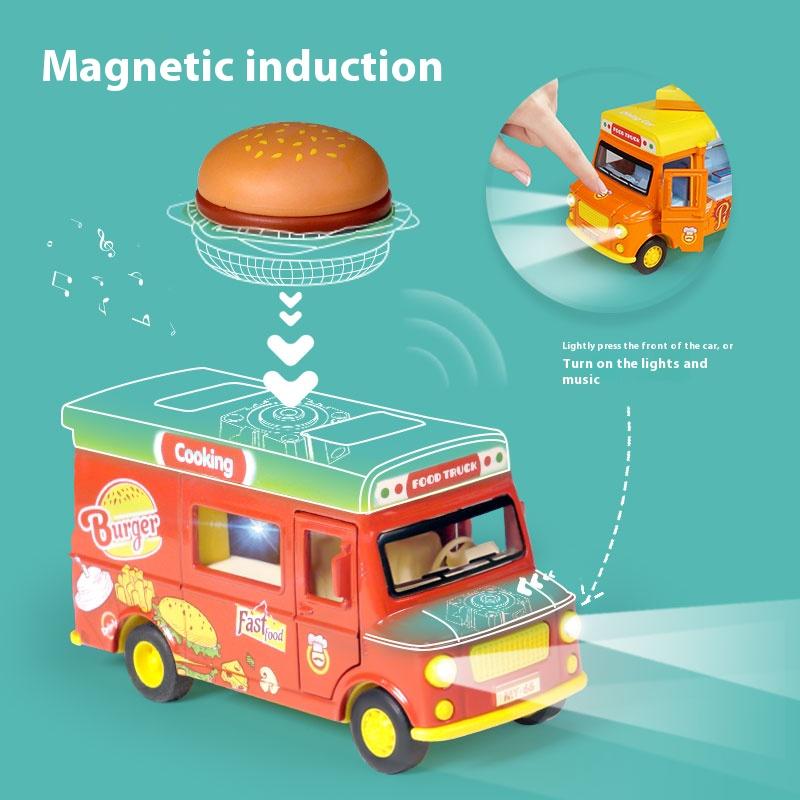 Metal Die-cast Food Truck Children's Toy Car Model, Parent-child Game Toy Vehicle, Improve Cognition, Halloween toy gifts