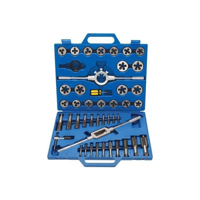 Jeu de tarauds - BGS TECHNIC - 45 pièces - Acier au tungstène - 20 tarauds - 20 filières