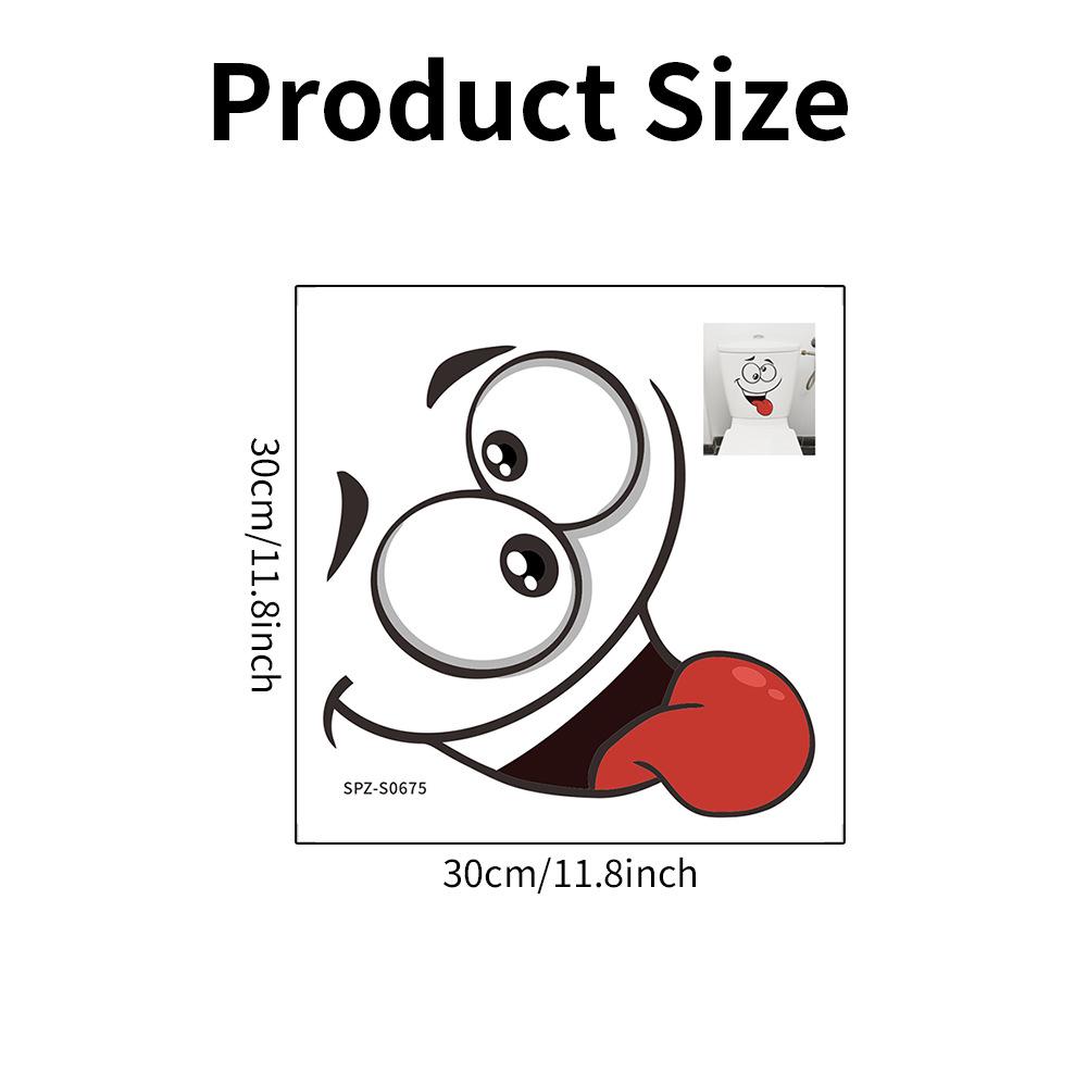 Funny Expression Toilet PVC Wall Sticker for Bathroom Decor.