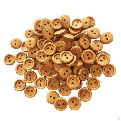 100Pcs 2 Holes Wood Sewing Buttons Wooden Ornaments Crafts Making