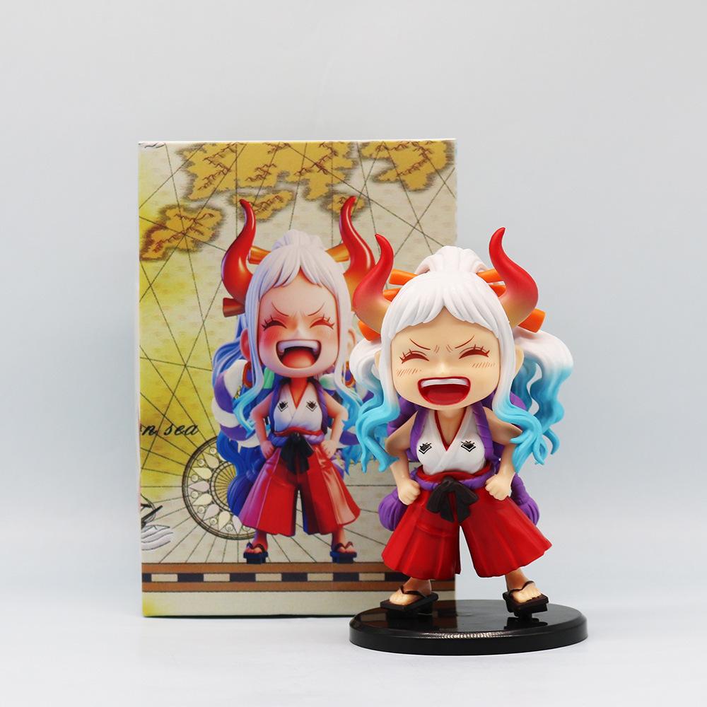 Ace & Yamato Anime Figure, Q Version Sitting Pose Laughing GK Statue, Cute Collectible Model Car Decor Gift