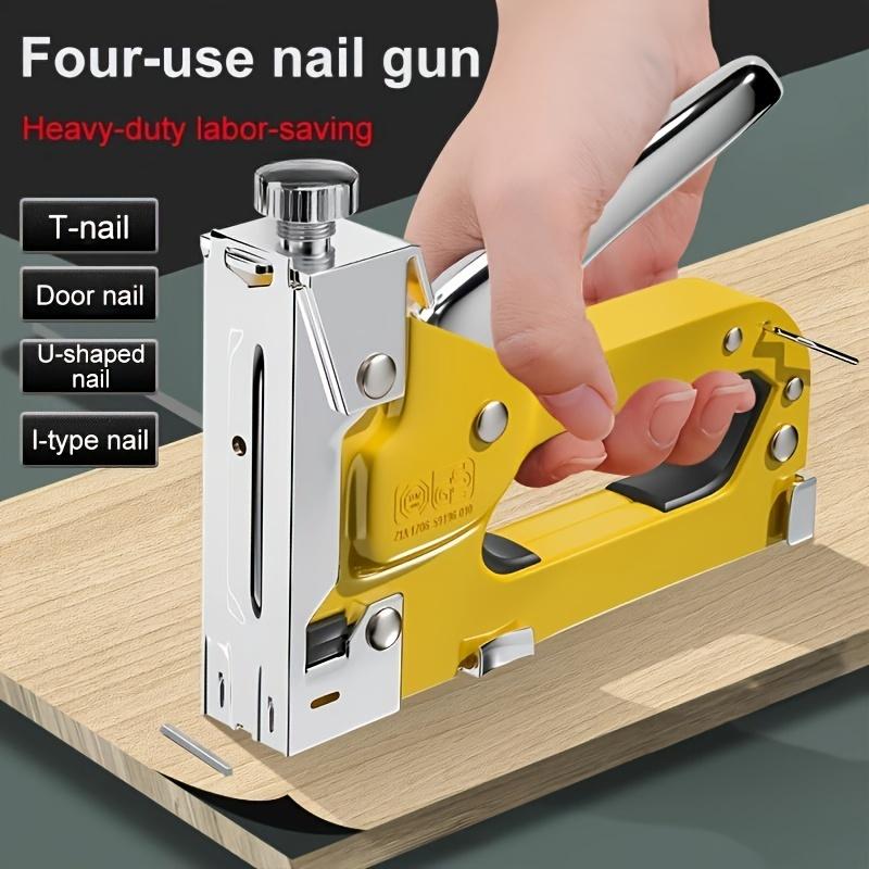 

1 шт. Гвоздезабивной пистолет тройного назначения - Рамка для картины масляной живописи, Деревообрабатывающая отделка Пневматический гвоздезабивной пистолет, Ручной гвоздезабивной пистолет blister packaging with 800 nails жёлтый