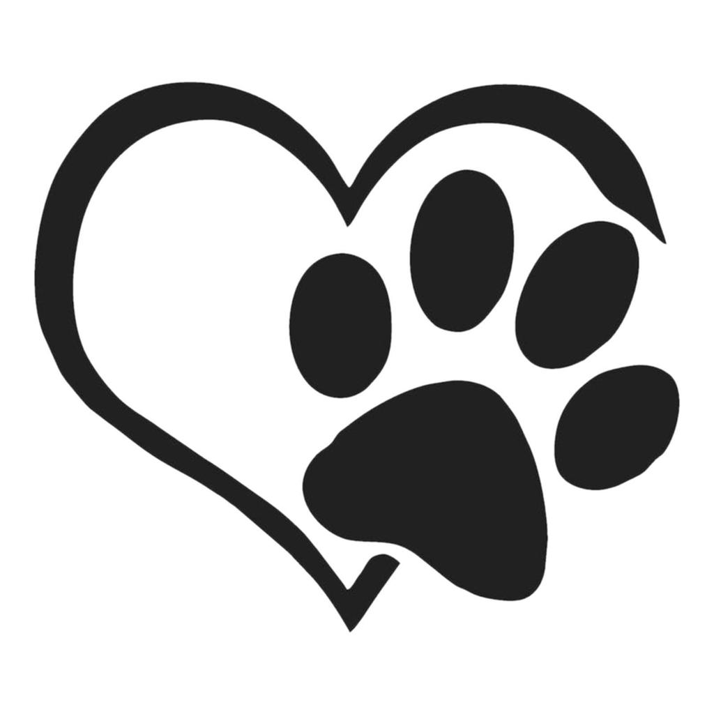Dog Paw Waterproof Car Sticker Cute Dog Cat Paw Paw Sticker Heart Car Window