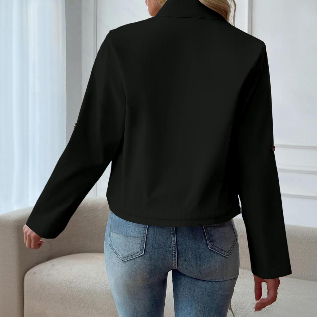Women's Old Color Long Sleeve Waist-Cinching Lapel Collar Coat