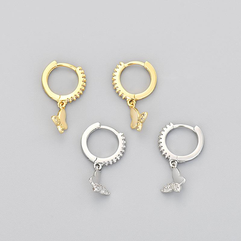 Asymmetric Rhinestone Butterfly Huggie Earrings For Women Minimalist Chic Trendy Small Hoop Earrings Fashion Jewelry Gift