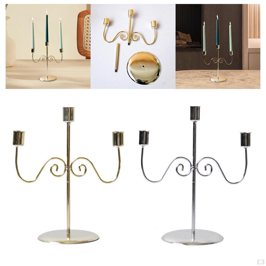 Candle Holder for Taper Candles, 3 Arms Candelabra Candlesticks Anniversary Living Room