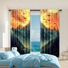 2 Pcs   Versatile Polyester Transparent Curtains for Home Decoration Birds & Sunset Landscape for Use In Bedrooms and Living