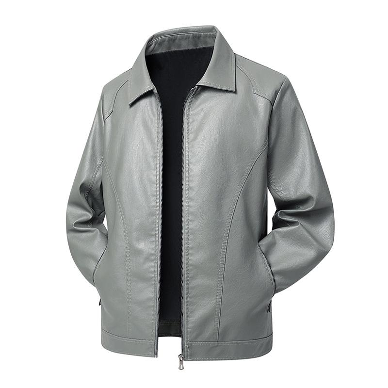 

Men s Plus Size Luxury PU Leather Jacket with Velvet Lining and Lapel Collar. XL