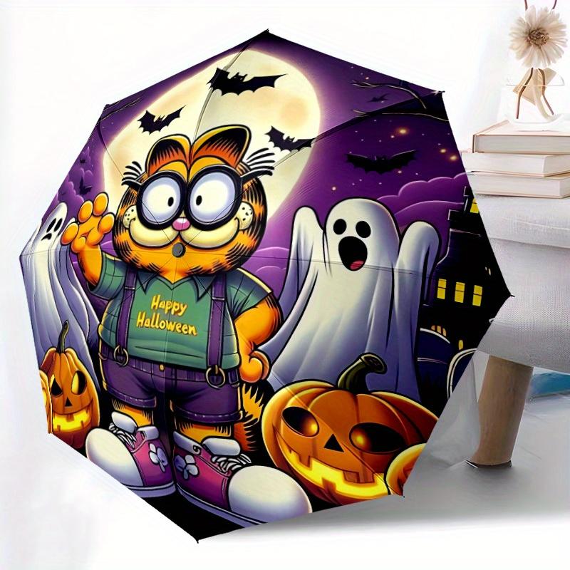 1pc Halloween Garfield Windproof Automatic Umbrella, Lightweight for Women/Men, Perfect Christmas Gift A0811225