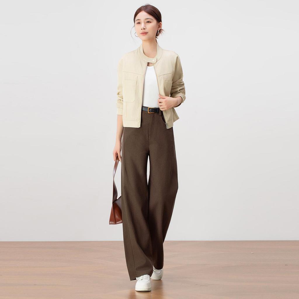 Women's High-Waisted Lyocell Tencel Wide-Leg Pants - Autumn 2025