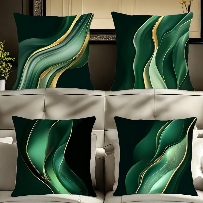 Dark Green Marble Pattern Digital Printing Pillow Cover Short Plush Suitable Living Rooms Bedrooms Sofas Throw Cushion Cover