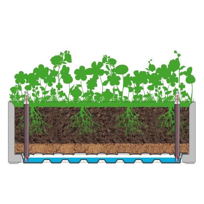 STEFANPLAST Rectangular Flower Box/Planter NATURAL DELUX - 100x43xH33cm - 90 + 6.5L In the Reservoir - Anthracite