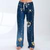 Damen Pyjamahose Nachtwäsche Lässige Hose mit Kordelzug und elastischer Taille Bequeme gerade lockere Yogahose