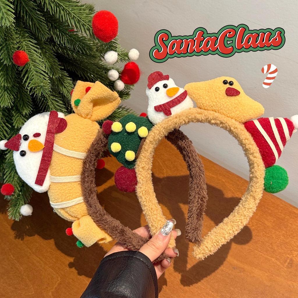 Christmas Plush Snowman Headband - Cute Holiday Hair Accessory for Girls, Perfect for Photos, Performances, Makeup, Face Washing.