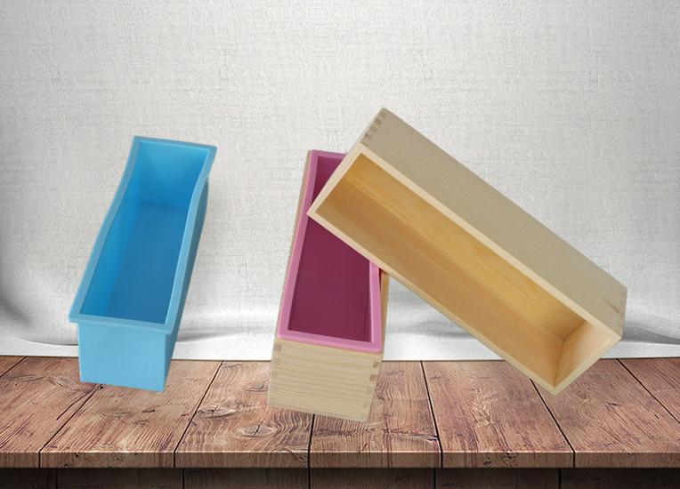 Rectangular Wooden Box and Silicone Soap Mold, 1200g DIY Tool
