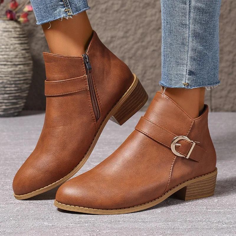 Autumn New Women'S Shoes Fashion Casual Ankle Boots Women'S Pointed Coarse Heel Fashion Boots Versatile Show High End