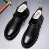 Warme Winterstiefel Herren Lederschuhe Mode Chelsea Boots Plüsch Schneeschuhe Lässig Business Spitze Schwarz Mode Herrenschuhe