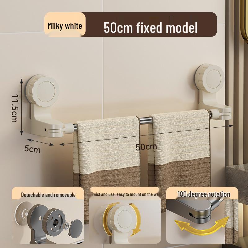 Punch-Free Rotating Towel Rack & Slippers Storage Bar