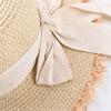 Summer Flat Top Straw Hat For Women Elegant Bow Tie Beach Sun Protection Hat