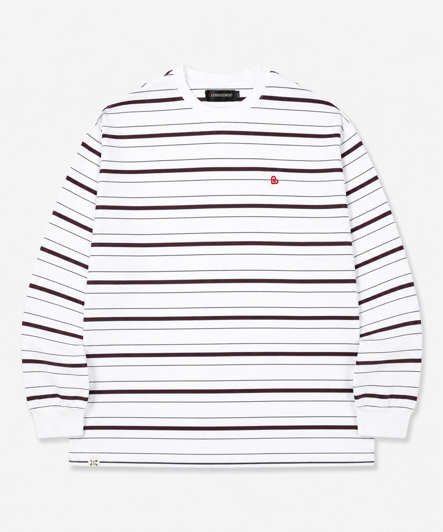 Langajumang Свободная полосатая длинная рубашка [Белый] White Color Block Stripe/100
