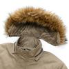 Winter Solid Color Velvet Mid-length Men's Washed Cotton Coat with Hooded Fur Collar and Detachable Multi-pocket Cotton Coat