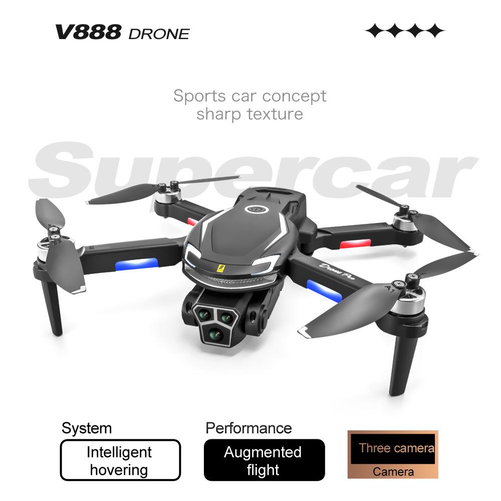 V888 Drone: 8K HD Aerial Photography with 3 Cameras, Long Battery Life, and Brushless Motor Remote Control.