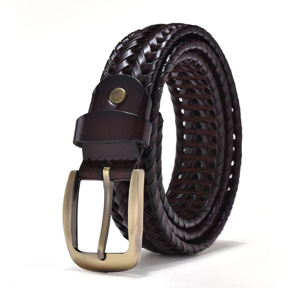 Waistband Weave Belt Men 3.5cm Width Braided Waist Belt Luxury Woven Leather Belts  Male
