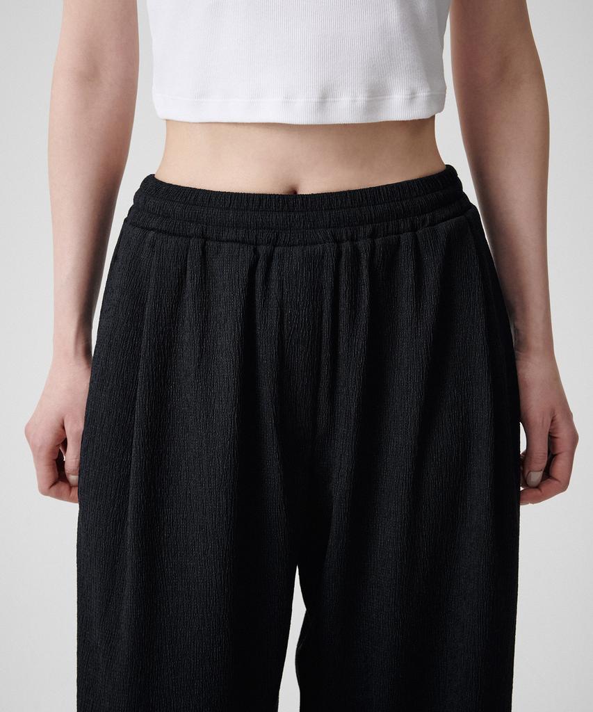 MUSINSA STANDARD WOMAN Women'S Crinkle Wide Lounge Pants [Black]