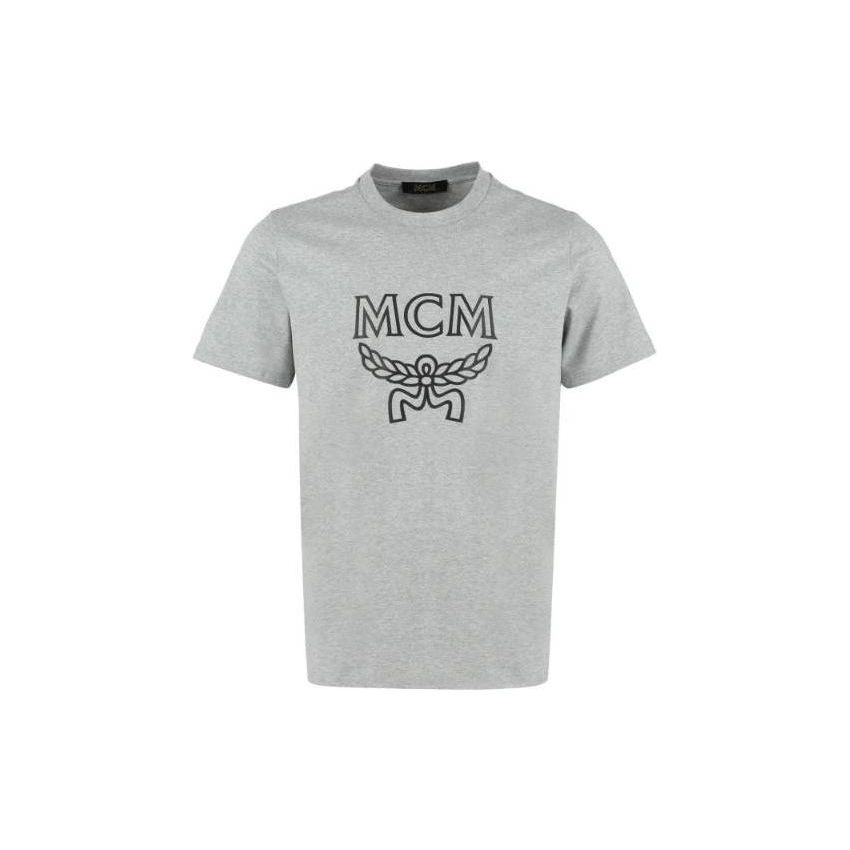 MCM Ss22 Logo Print Crew Neck Short Sleeve T-Shirt Men Tops Gray MHTBSMM09EH M